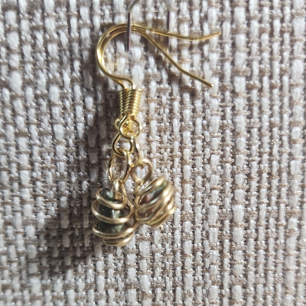 handwrapped gold jasper earrings